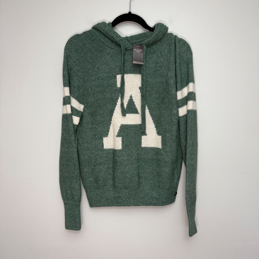 Abercrombie & Fitch Green Varsity Initial A Hooded Sweater NWT Medium